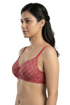 Zivame Padded Non Wired 3/4th Coverage Tshirt Bra - Red Flowy Floral — thumbnail 3